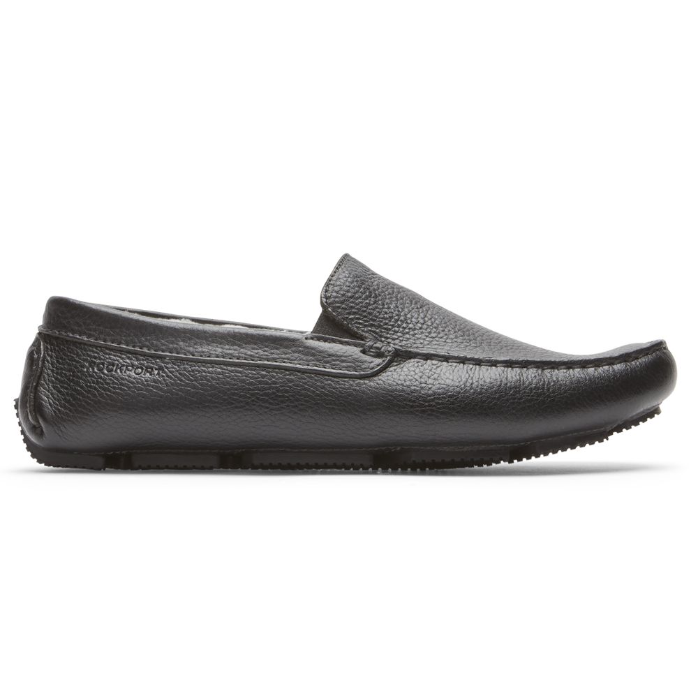 Rockport Men's Rhyder Slipper Slip-Ons - Black - USA (4651UHQRW)